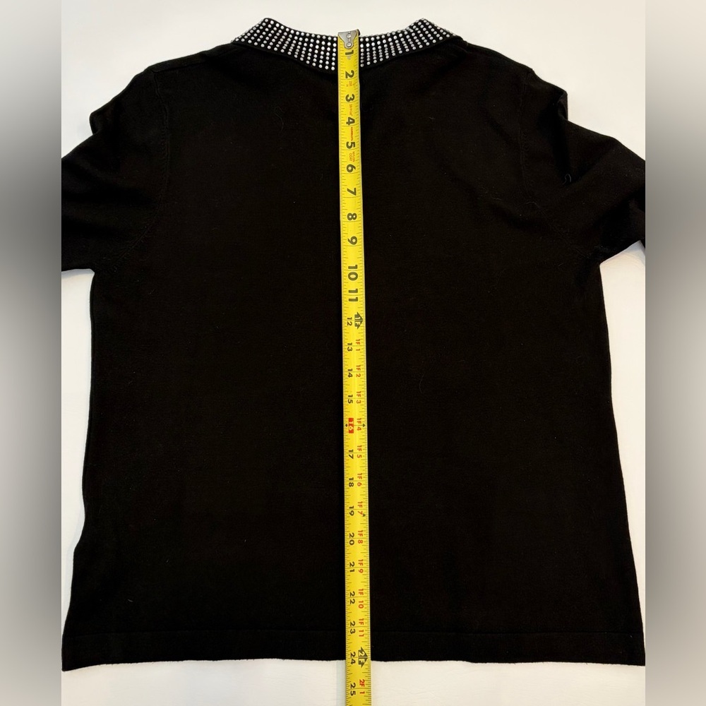 Liv Milano Women’s Sweater Collar Rhinestones embellished Black size Large - Picture 9 of 11